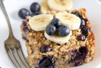 Golden Blueberry Banana Oatmeal Bake