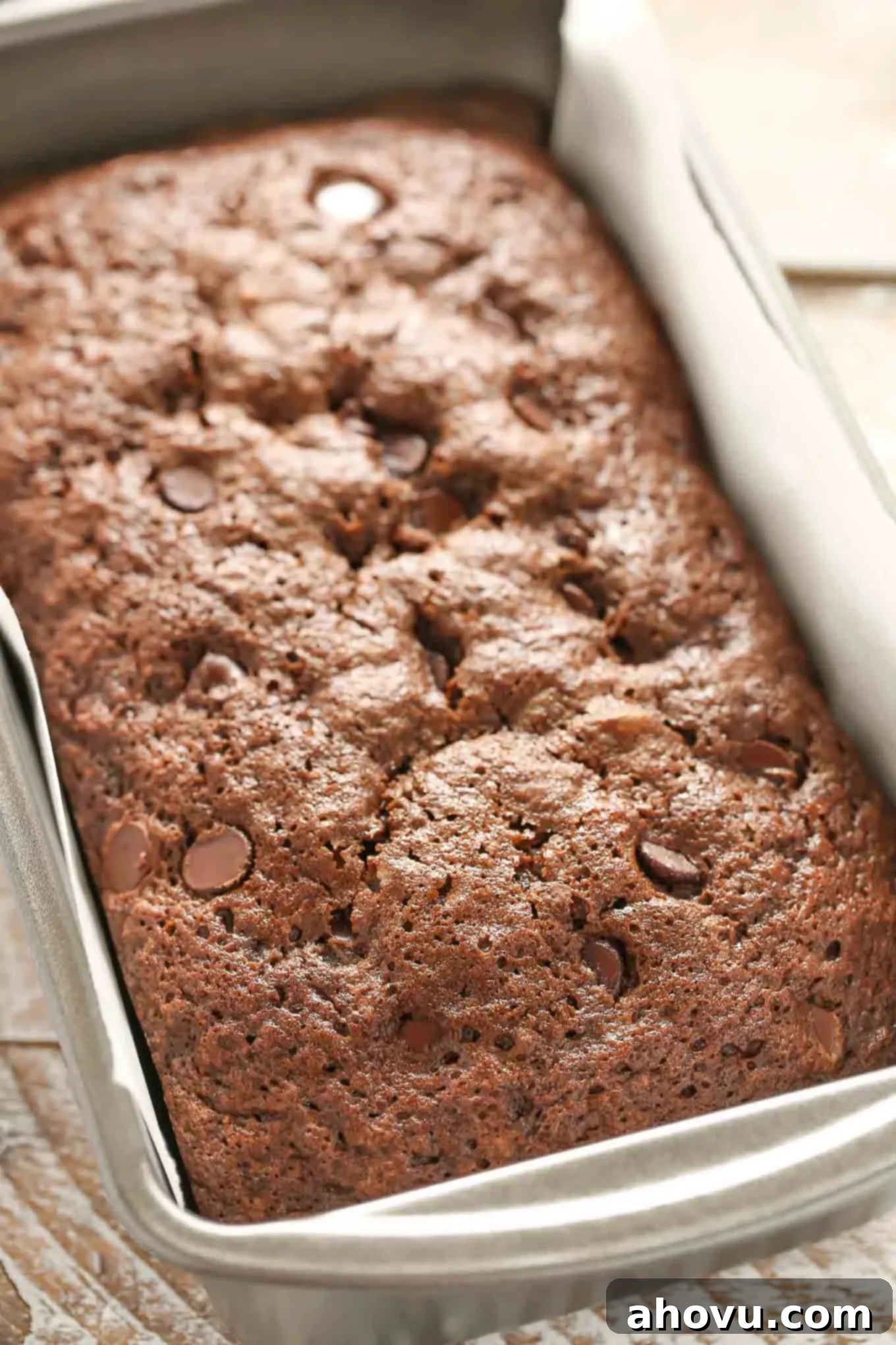 Ultimate Double Chocolate Zucchini Loaf 3 This Double Chocolate Zucchini Bread is incredibly rich, moist, fudgy, and loaded with chocolate chips!