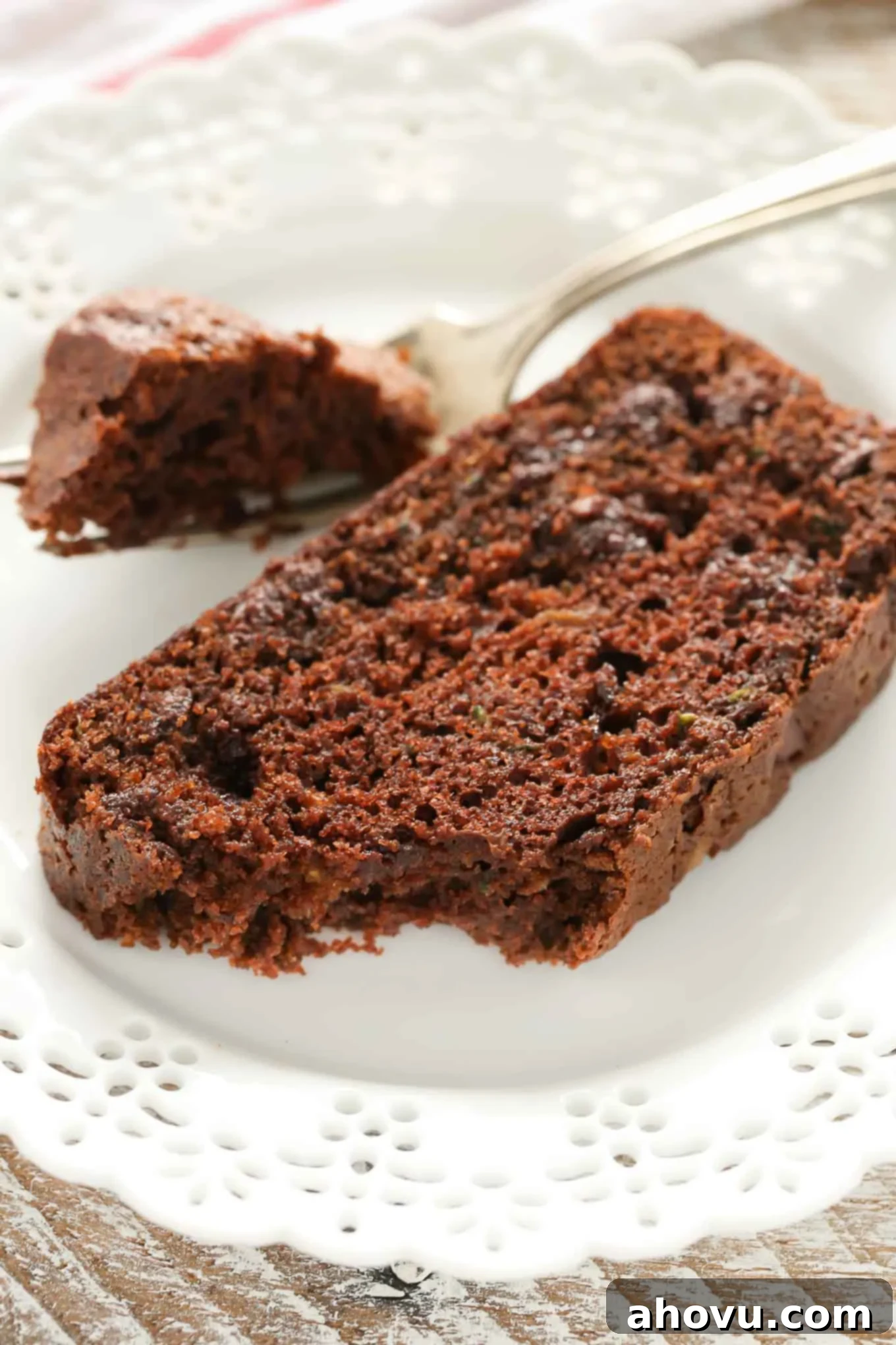 Ultimate Double Chocolate Zucchini Loaf 5 This Double Chocolate Zucchini Bread is incredibly rich, moist, fudgy, and loaded with chocolate chips!