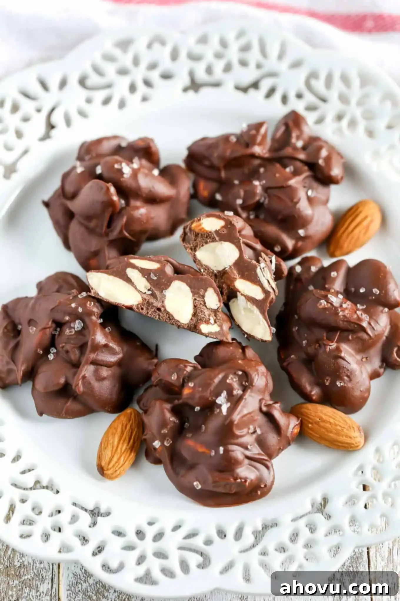 Irresistible Chocolate Espresso Almond Clusters, combining the deep flavors of semi-sweet chocolate and espresso powder with the satisfying crunch of almonds. A perfect quick dessert or snack.