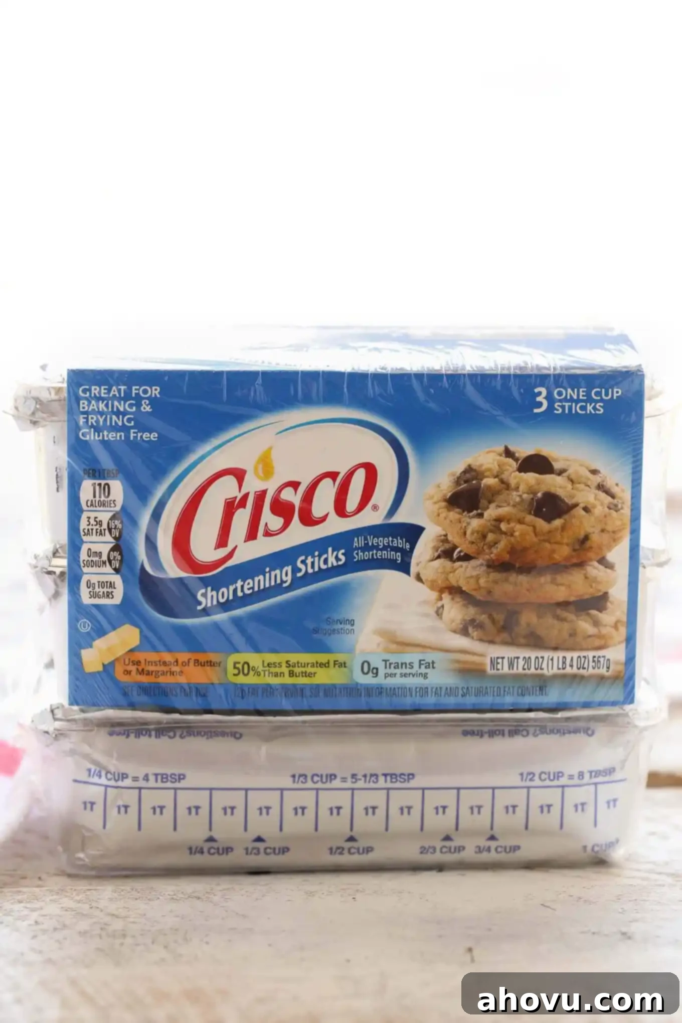 A package of Crisco shortening sticks. 