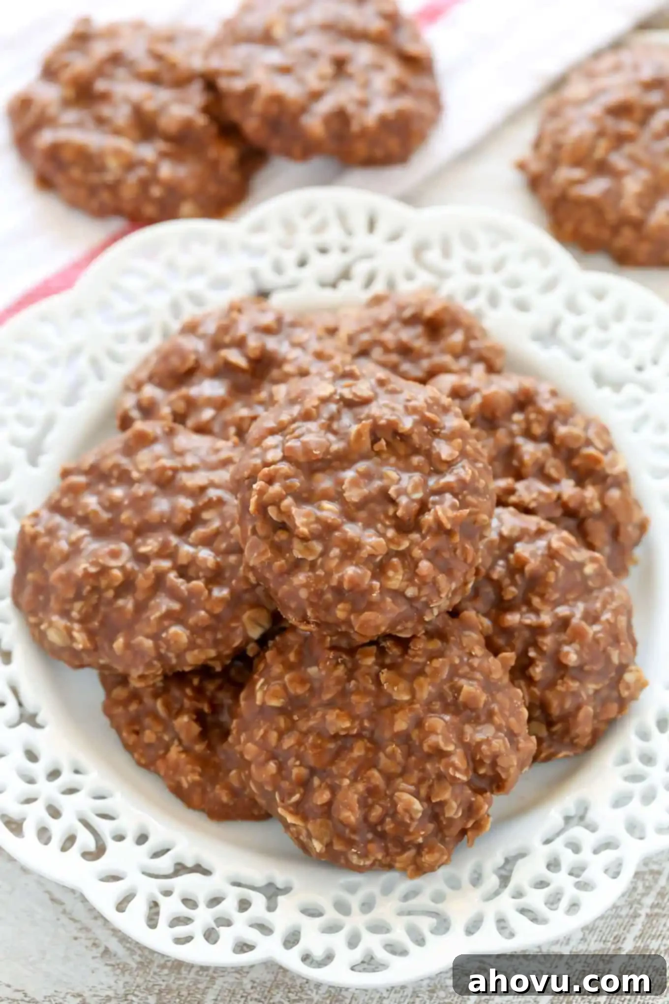 These Classic No-Bake Cookies only require a few simple ingredients and are incredibly easy to make. Loaded with peanut butter, oats, and cocoa powder, these cookies are perfect for an easy dessert!