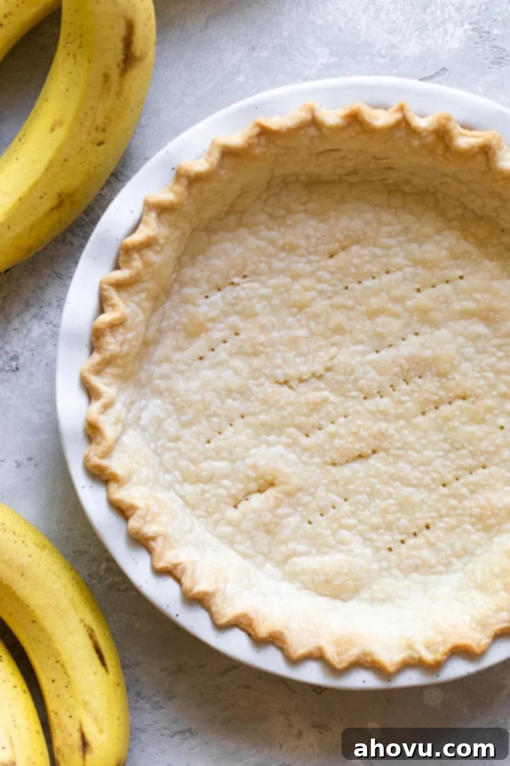 A baked pie crust in a speckled pie plate ready to put the pie filling and whipped cream into.