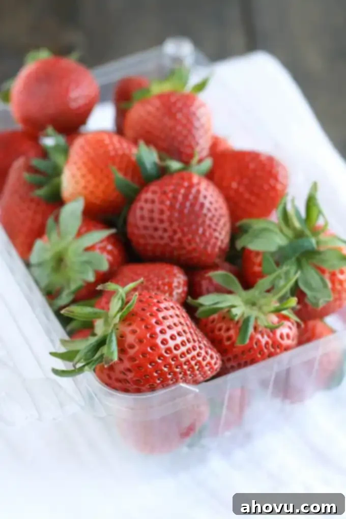 Close-up of fresh strawberries ready for homemade limeade