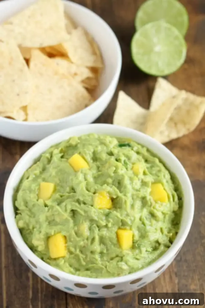 Mango Guacamole, a vibrant and easy party appetizer