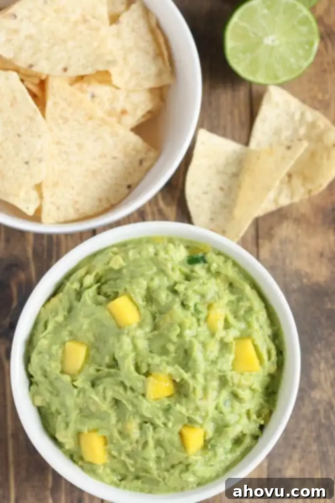 Serving Mango Guacamole with tortilla chips
