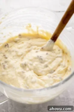 Italian Cream Cake batter with the egg whites, coconut, and pecans gently folded into it.