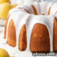 A lemon pound cake topped with lemon icing.