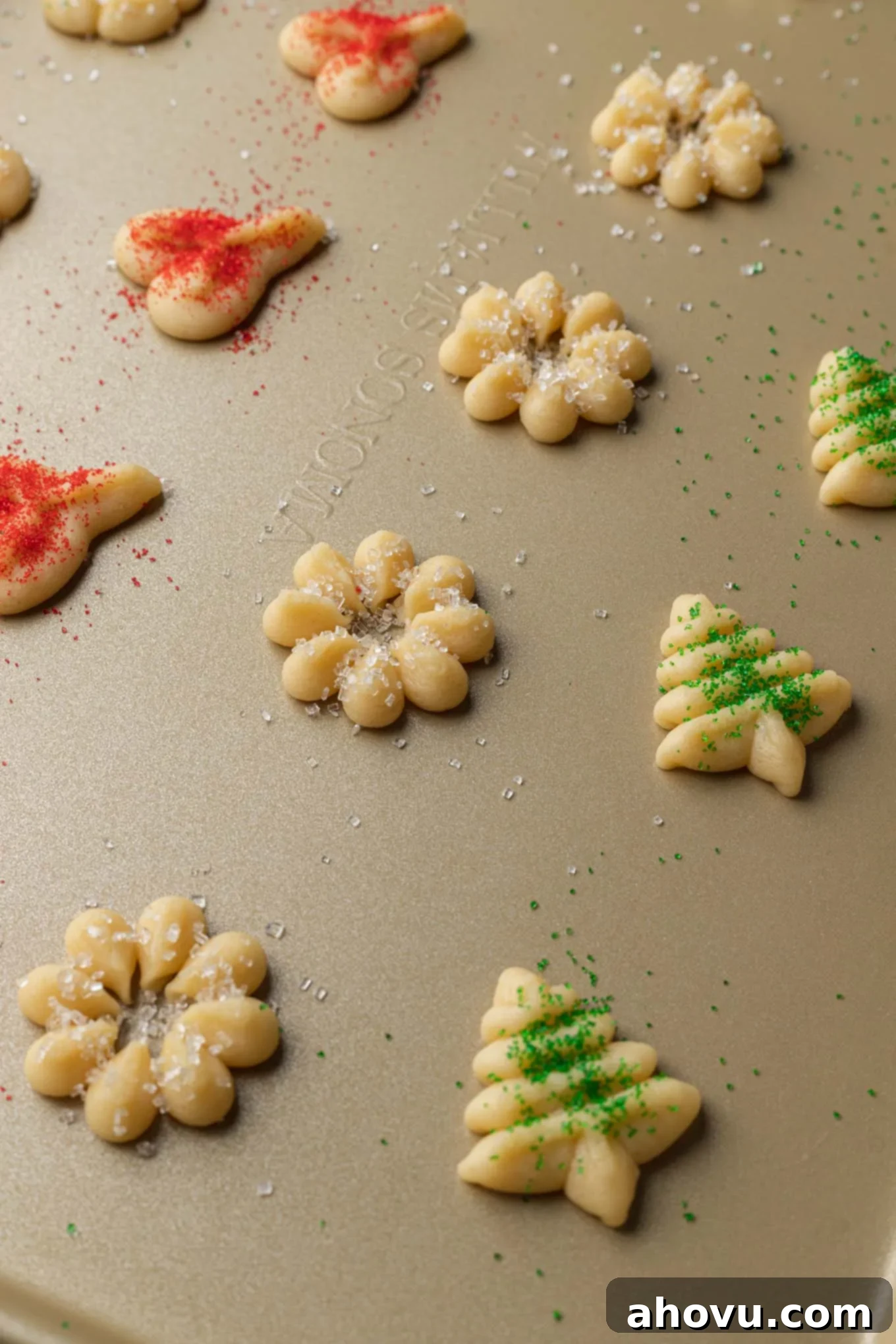 Cooking dough pressed onto an ungreased baking sheet. 
