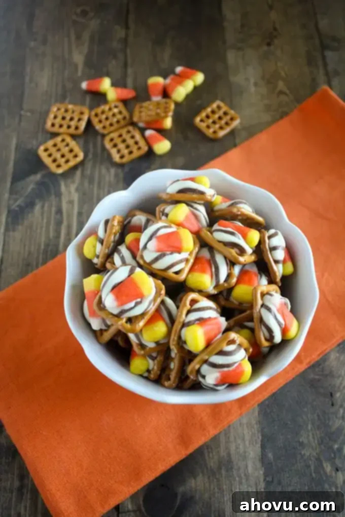Candy Corn Pretzel Bites, another easy Halloween treat