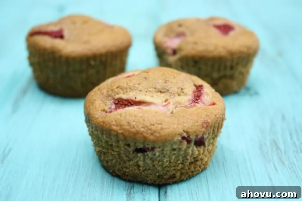 Rustic Whole Wheat Strawberry Muffins 2 Whole Wheat Strawberry Muffins