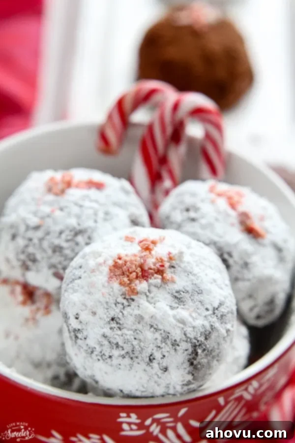 20+ Festive Christmas Cookie Ideas 12 Festive Peppermint Stuffed Snowball Cookies, a winter wonderland treat.