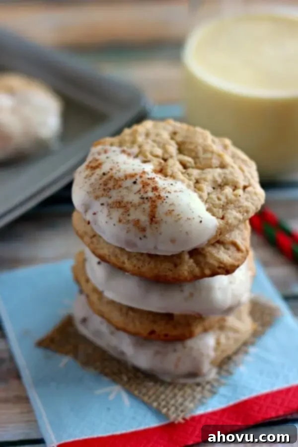 20+ Festive Christmas Cookie Ideas 6 Rich White Chocolate Dipped Eggnog Cookies, a creamy holiday delight.