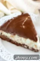 Sliced Mint Chocolate Chip Ice Cream Brownie Pie