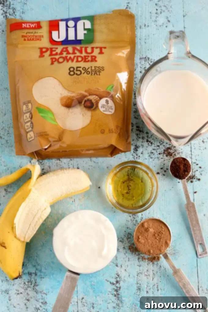 Close-up of Peanut Butter Mocha Smoothie with chocolate chips