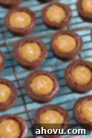 Salted caramel brownie bites sitting on top of a wire cooling rack.