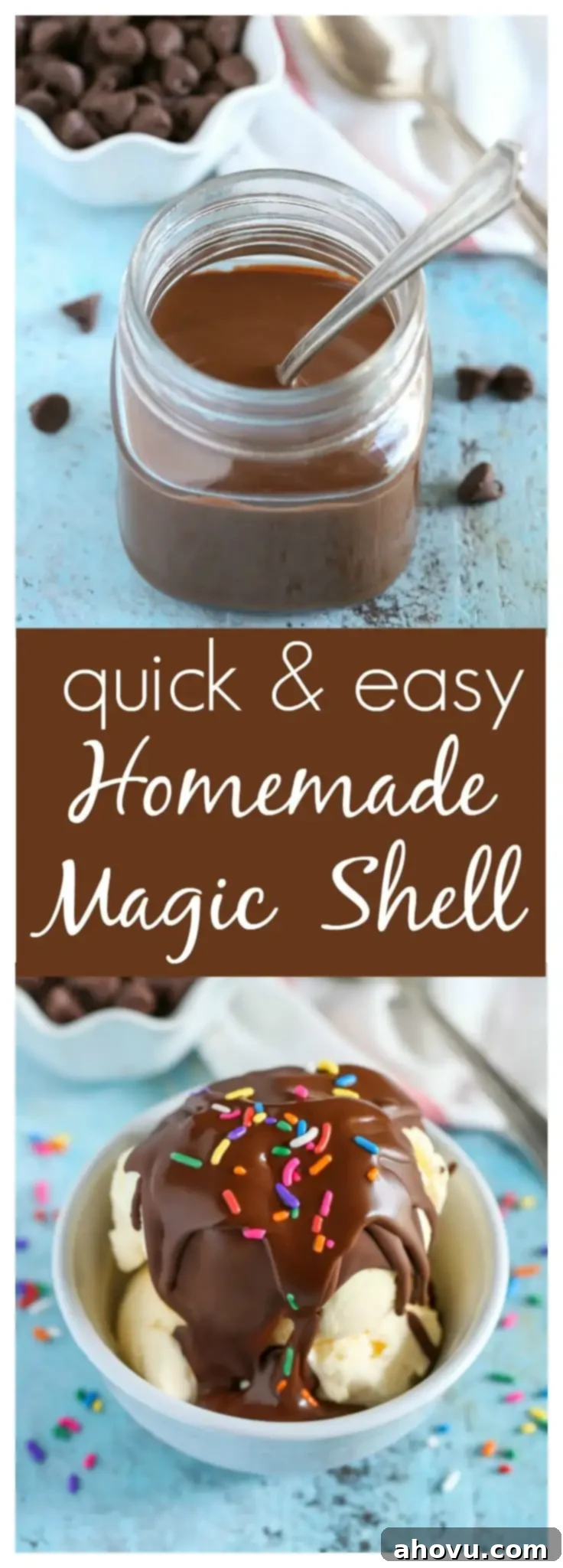 An easy recipe for Homemade Magic Shell with just two ingredients. The perfect topping for almost any ice cream!