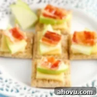 Honeyed Apple, Bacon & Smoked Gouda Bites 6 Smoked Gouda, Apple, Bacon, and Honey Bites on TRISCUIT Crackers