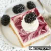 Blackberry Swirl Cheesecake Bars - A delicious and easy dessert recipe.