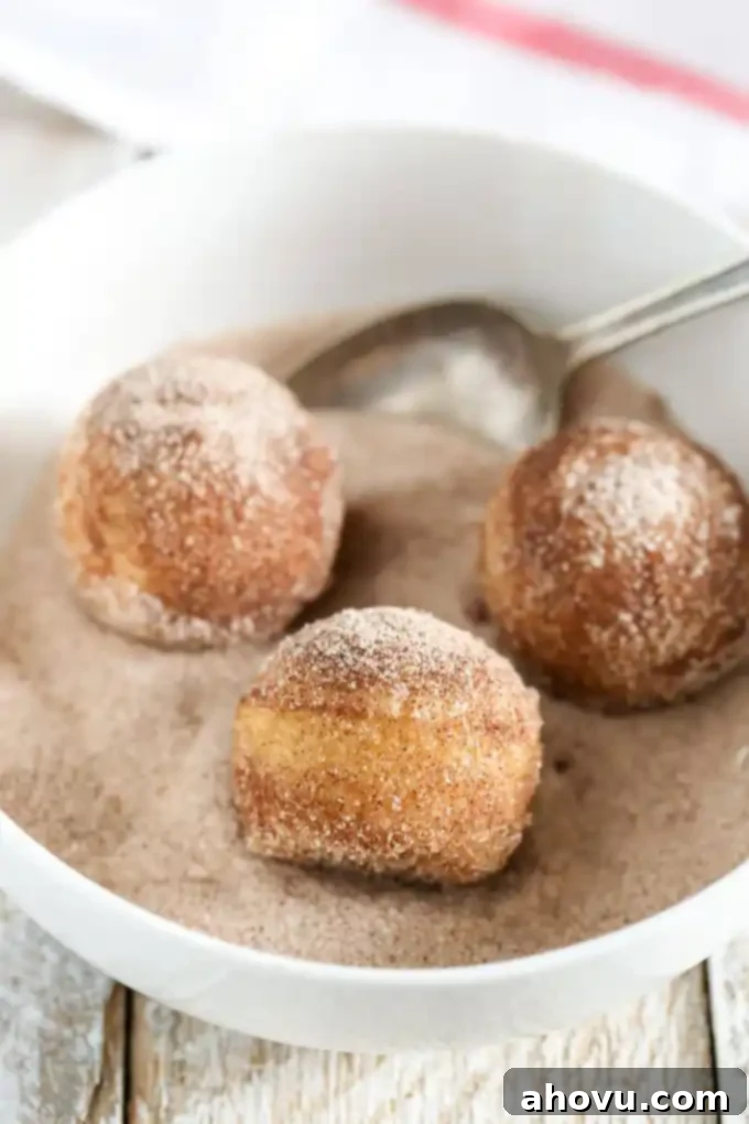 These Baked Cinnamon Sugar Donut Holes are easy to make and perfect for breakfast!