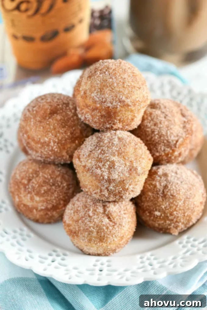These Baked Cinnamon Sugar Donut Holes are easy to make and perfect for breakfast!
