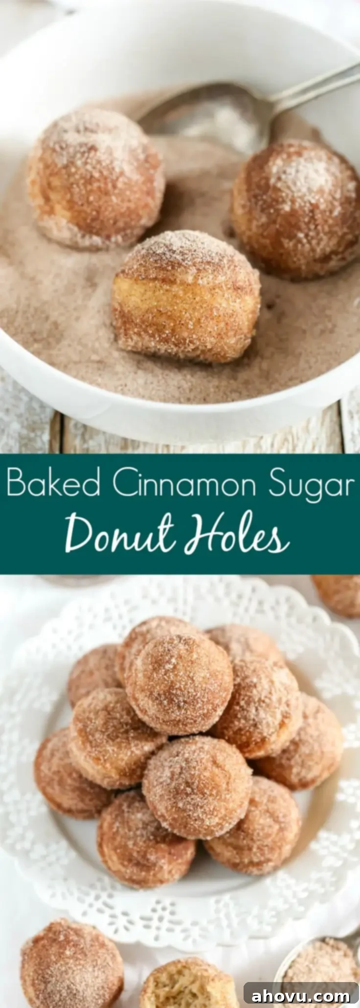 Baked Cinnamon Sugar Donut Holes Pinterest Collage