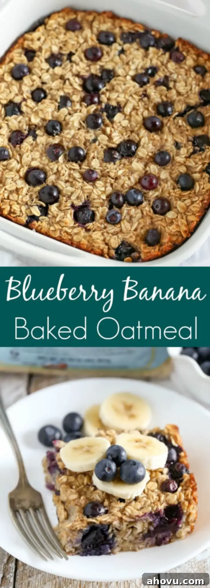 A full sheet of baked Blueberry Banana Baked Oatmeal, highlighting its ease of preparation and health benefits for breakfast or snacks throughout the week.