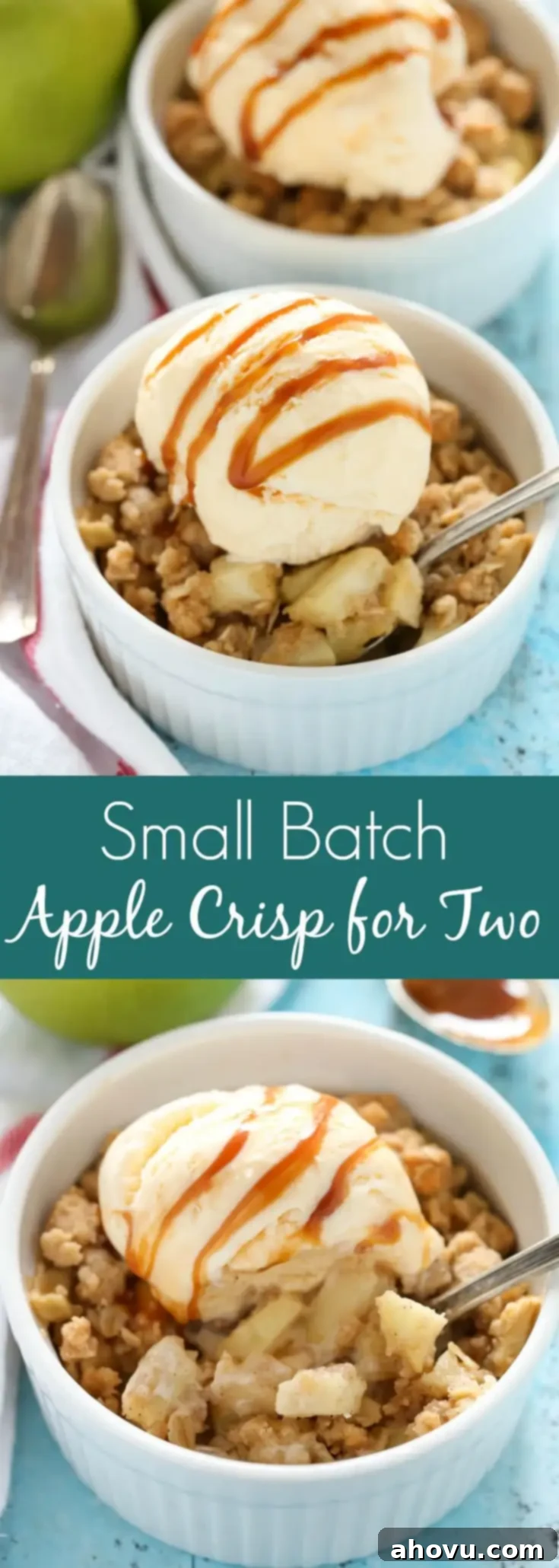 Cozy Apple Crisp for Two 8 This Apple Crisp for Two is easy to make and a perfect small batch dessert for fall!