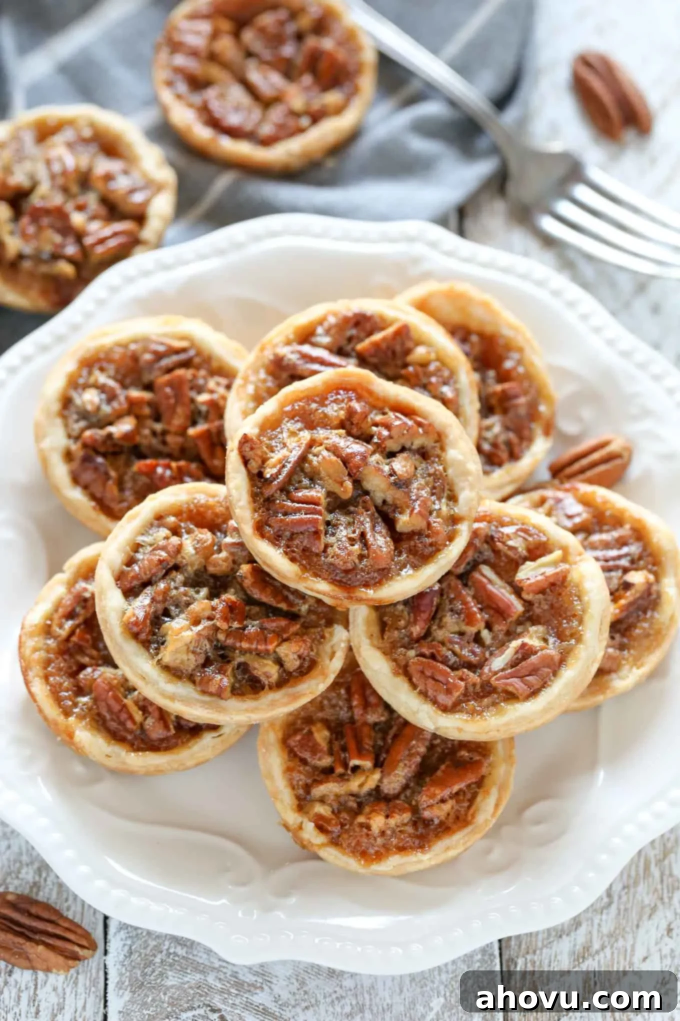 These Mini Pecan Pies are easy to make and can also be made ahead of time. These are the perfect mini treat for Thanksgiving too! 