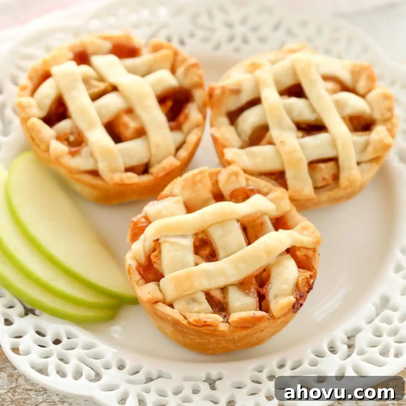 These Mini Apple Pies are easy to make and filled with a simple homemade apple pie filling. The perfect mini dessert for fall!