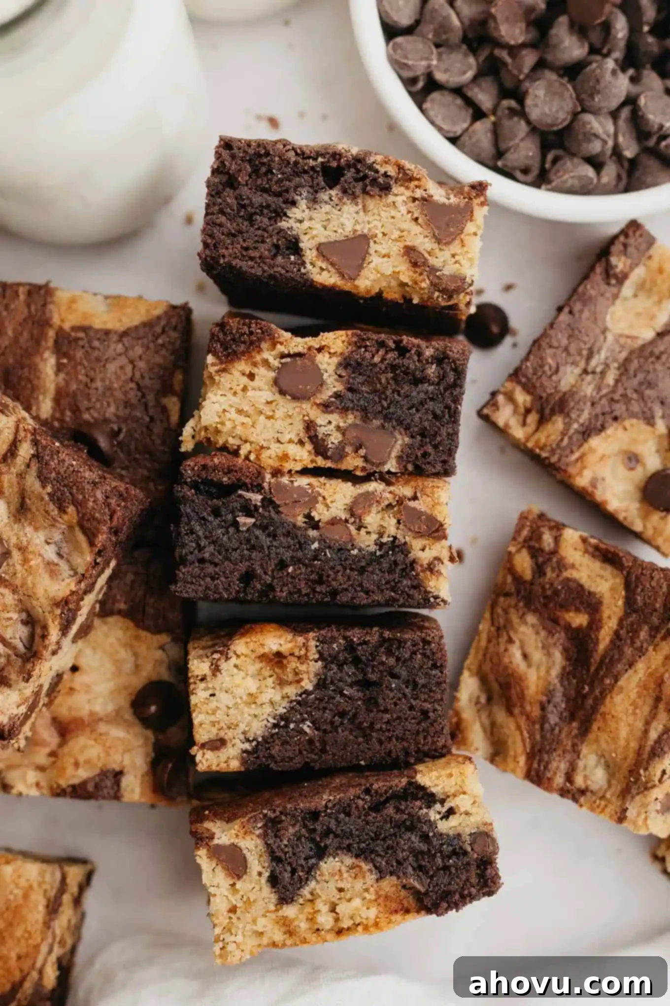 Gems of the Current 10 An overhead view of sliced brookies, lined up on their sides.