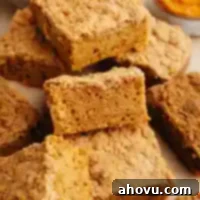 Several slices of pumpkin coffee cake.