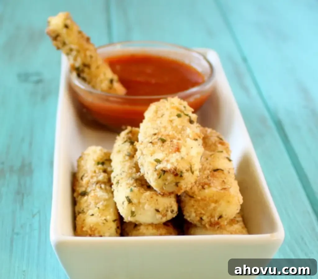 Golden Baked Mozzarella Sticks 2 Baked Mozzarella Sticks