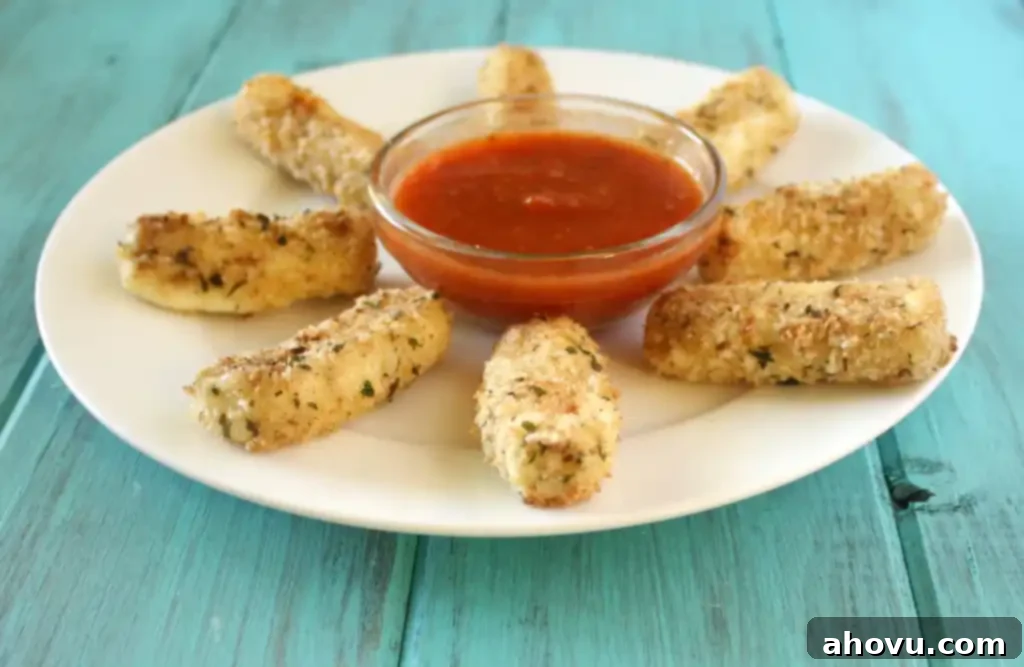 Golden Baked Mozzarella Sticks 3 Baked Mozzarella Sticks