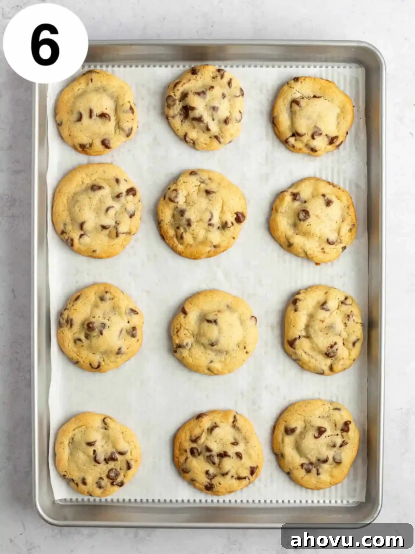 Reese's Peanut Butter Explosion Cookies 9 An overhead view of Reese's stuffed cookies on a baking sheet.