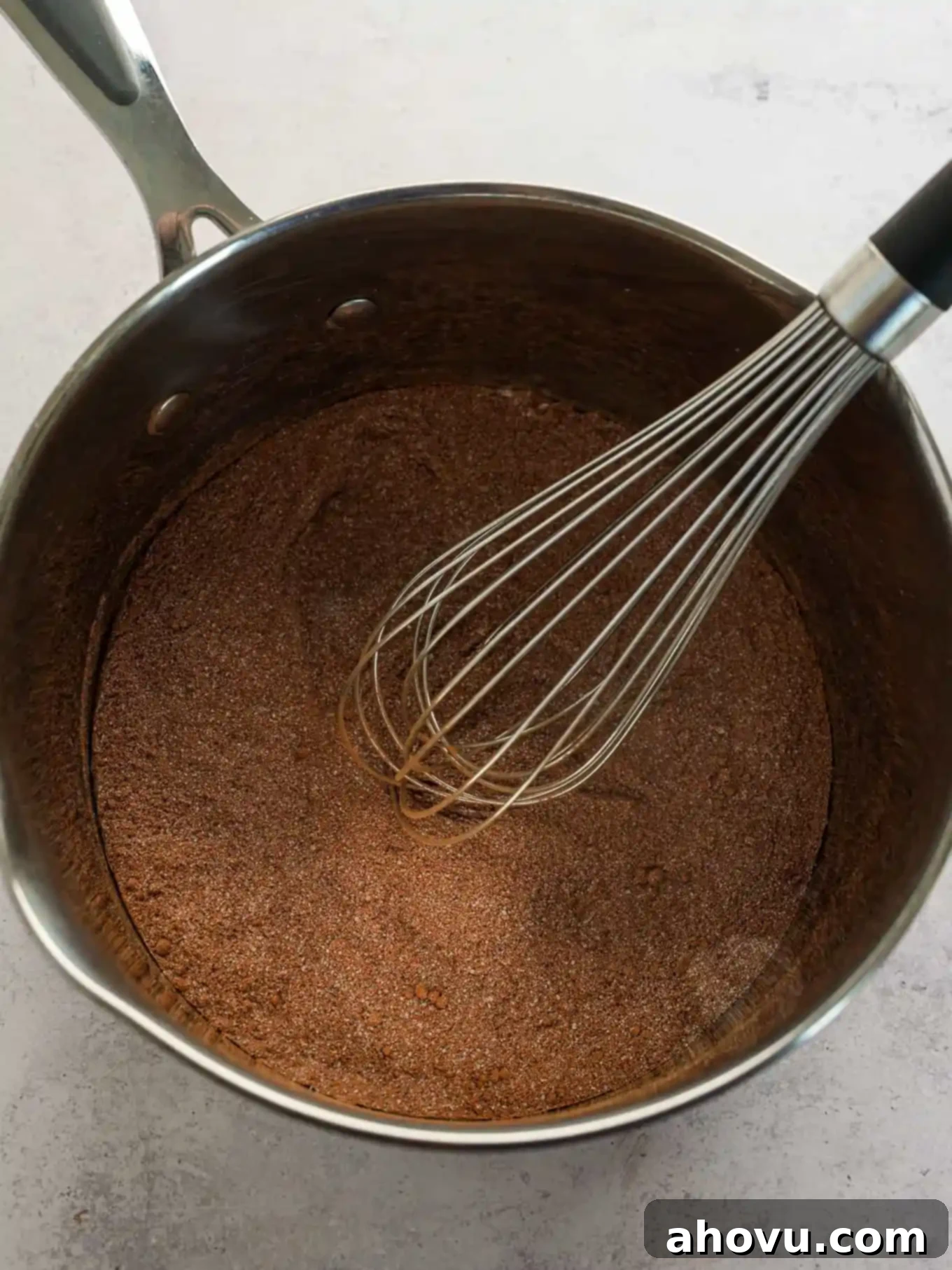 The dry ingredients whisked together in a saucepan.