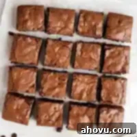 Golden Brown Butter Brownies 10 An overhead view of sliced brown butter brownies.