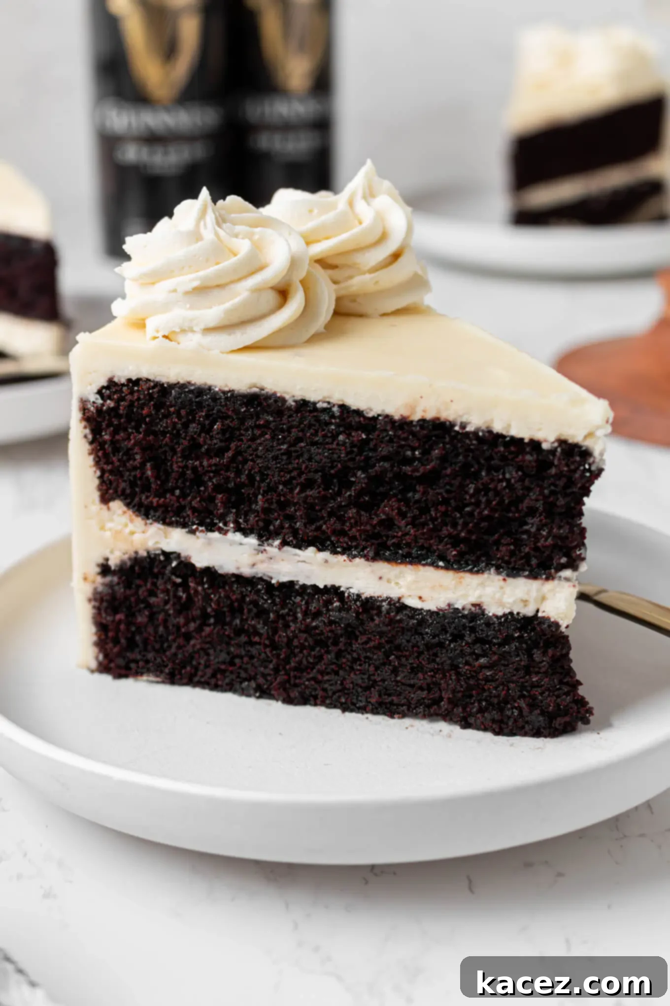 Guinness Chocolate Dream Cake 2 A delicious slice of Guinness chocolate cake with two layers